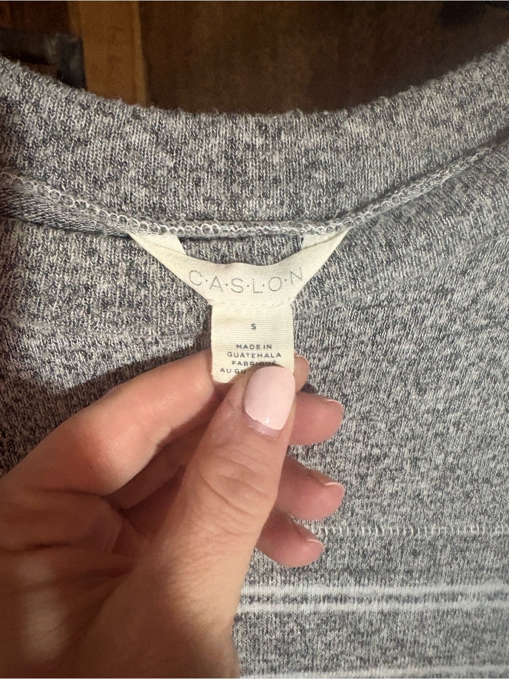 Caslon cashmereCozy Gray Striped Knit Top oversized small EUC - Picture 2 of 3
